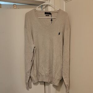 Polo Ralph Lauren Beige V-Neck Sweater pima cotton brand new never worn new